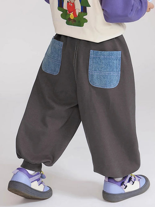 Boys' Jogger Pants for Spring & Fall, Unisex Kids Casual Sweatpants for Outdoor Trendy Elastic Waist Trousers for Toddler & Baby